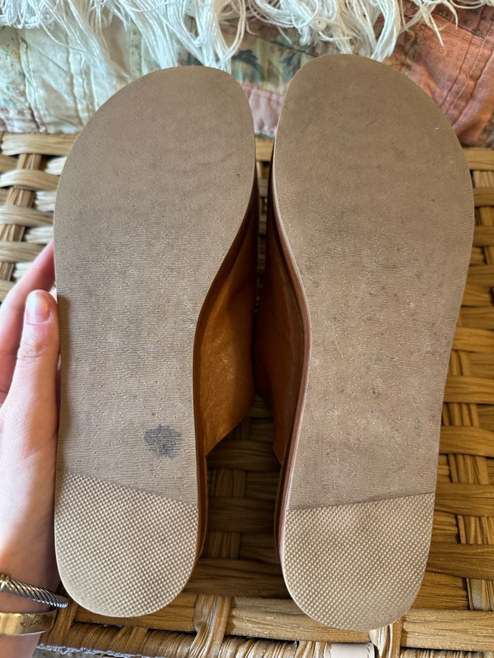 Kelsi Dagger Tan Leather Platform Slide with Gold Buckle - Picture 7 of 7